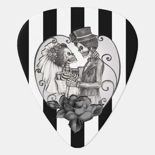 Striped Skeleton Love Couple Marriage Dance Guitar Pick