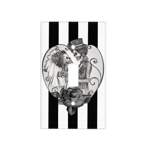 Striped Skeleton Love Couple Marriage Dance Light Switch Cover