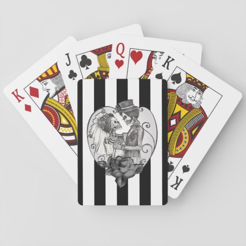 Striped Skeleton Love Couple Marriage Dance Poker Cards