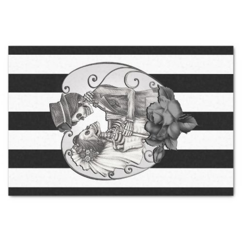 Striped Skeleton Love Couple Marriage Dance Tissue Paper