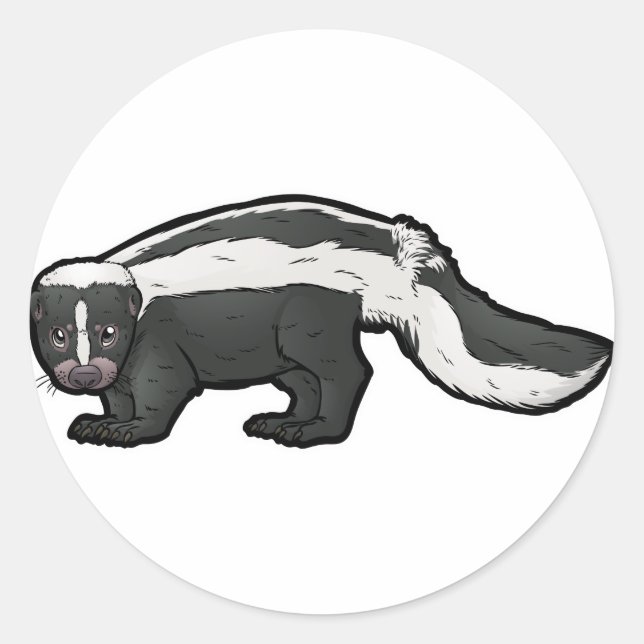 Striped Skunk Classic Round Sticker (Front)