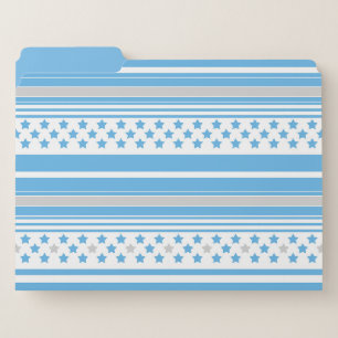 Striped sky blue pattern with stars file folder