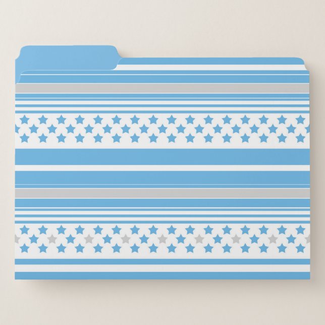 Striped sky blue pattern with stars file folder (Front Left)