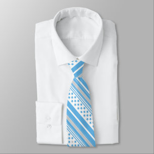 Striped sky blue pattern with stars neck tie