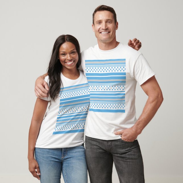 Striped sky blue pattern with stars T-Shirt (Unisex)