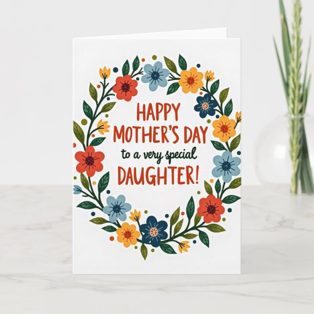 Striped Special Daughter Mothers Card (Front)