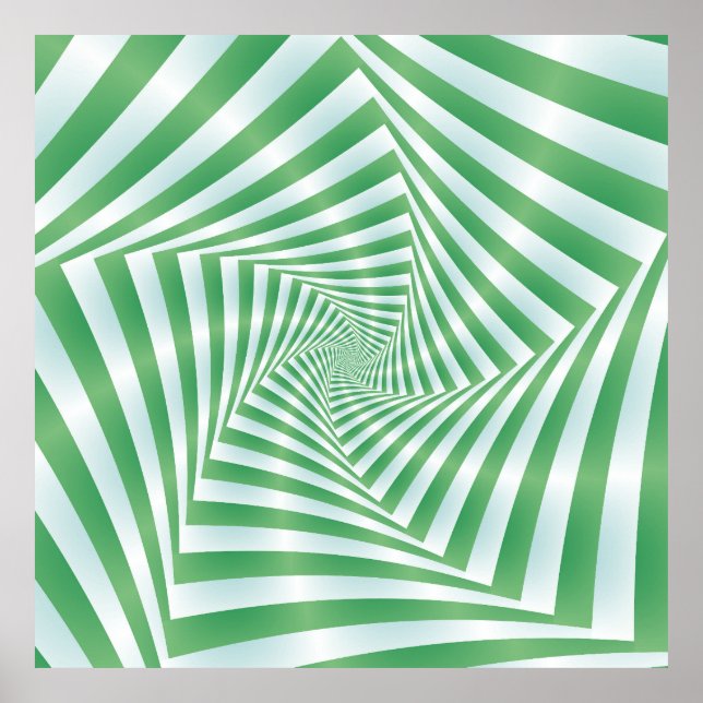 Striped Spiral in Green and Pale Blue Poster (Front)