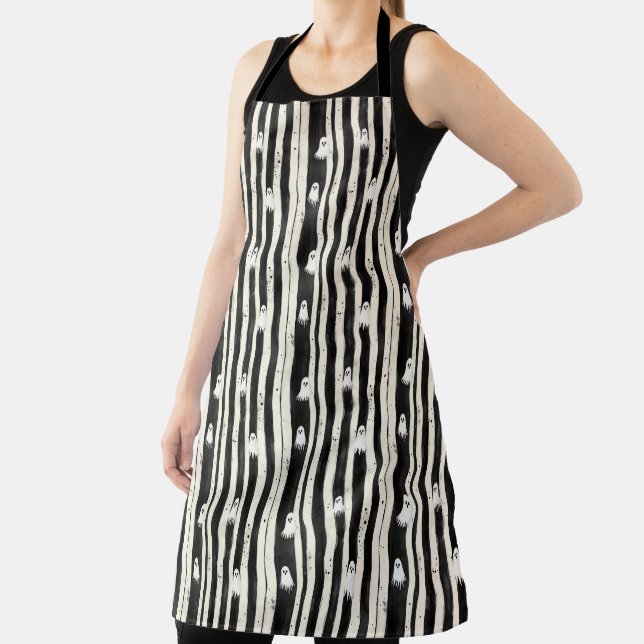 Striped Spirits – A Parade of Ghostly Whimsy Apron (Insitu)