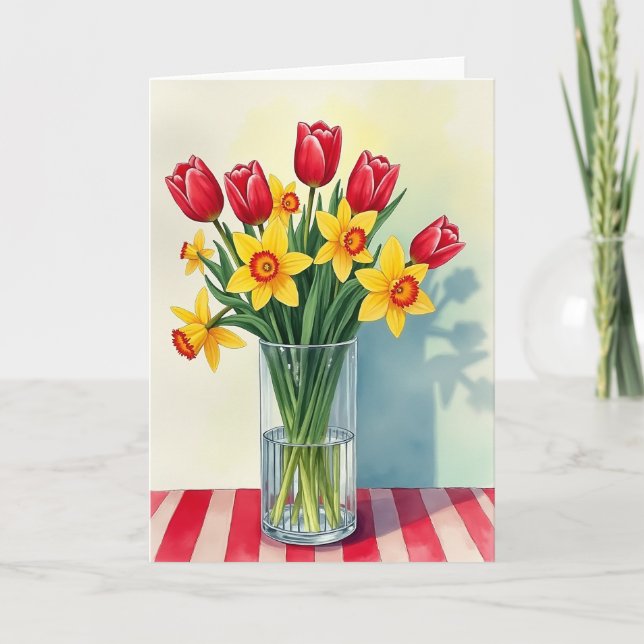Striped Spring Bloom Card (Front)