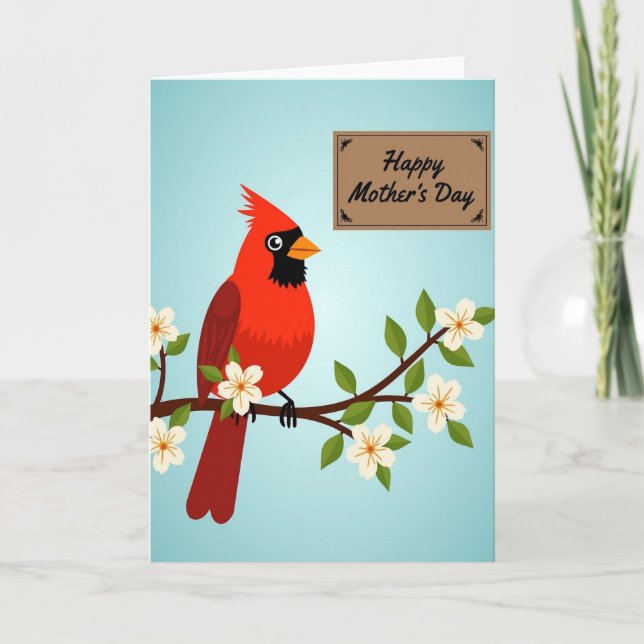 Striped Springtime Bird Card (Front)