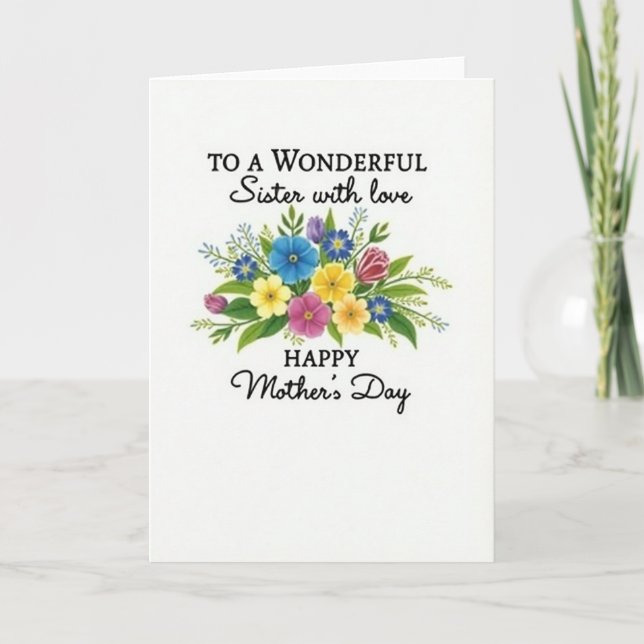 Striped Springtime Bouquet Card (Front)