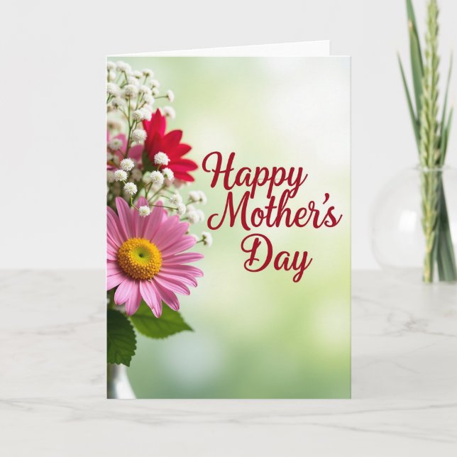 Striped Springtime Mothers Day Card (Front)