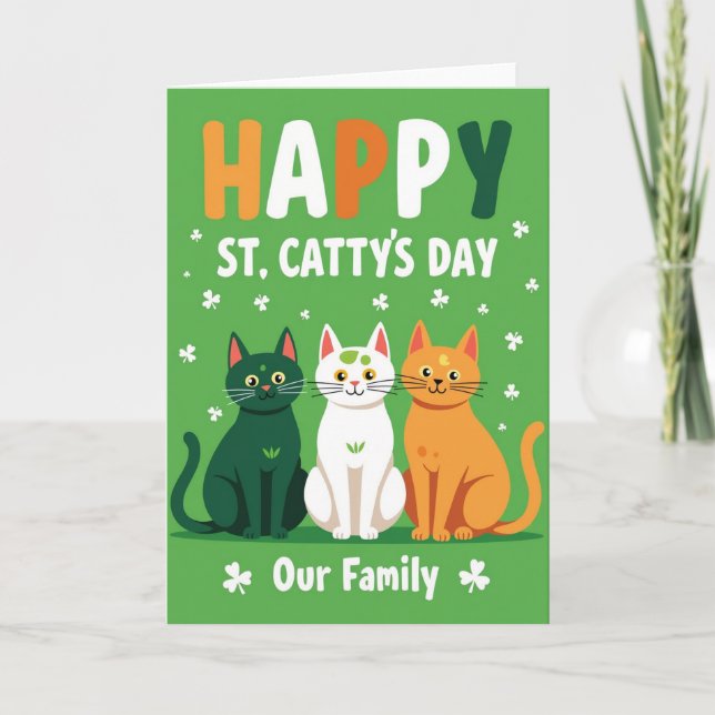 Striped St Catty Day Family Card (Front)