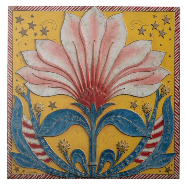 Striped Star-Gazer Ceramic Tile (Front)