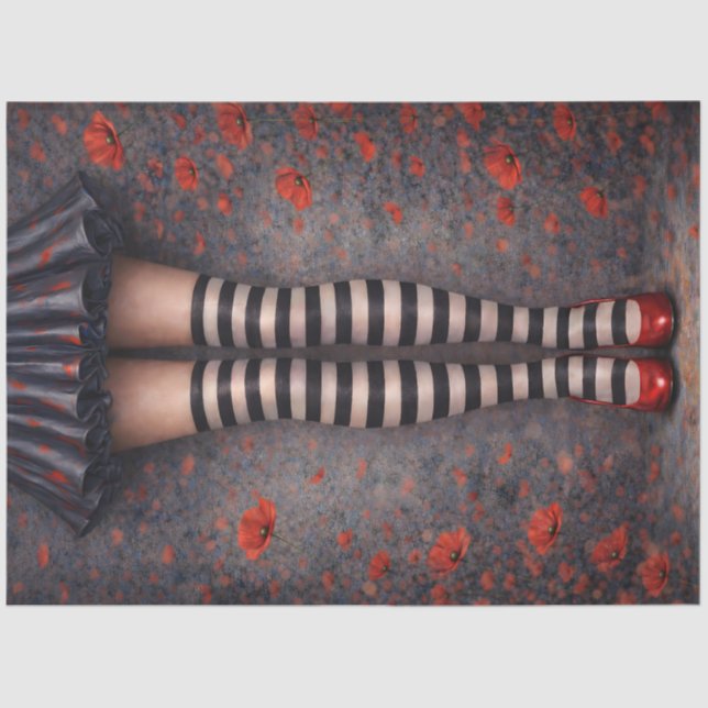 Striped Stockings Red Heels Decoupage Paper (Front)