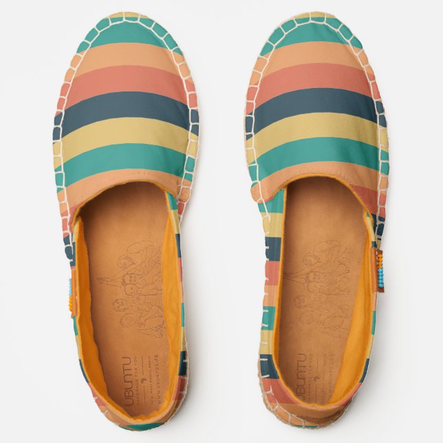 Striped Summer Beach Boho Chic Patterned Espadrilles (Front)