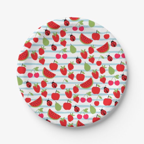 Striped Summer Fruit Paper Plates