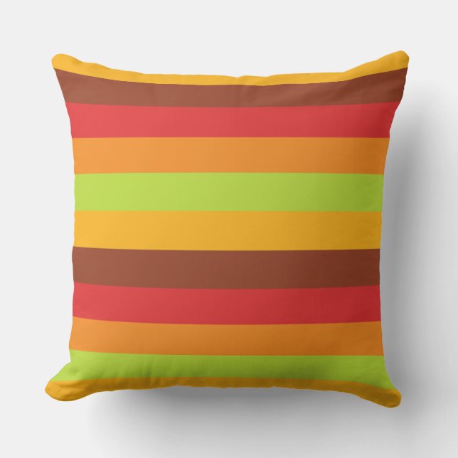 Striped Summer Sunset Abstract Lines Beach Throw Pillow (Front)