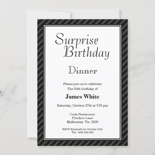 Striped Surprise 50th Birthday Dinner Invitation