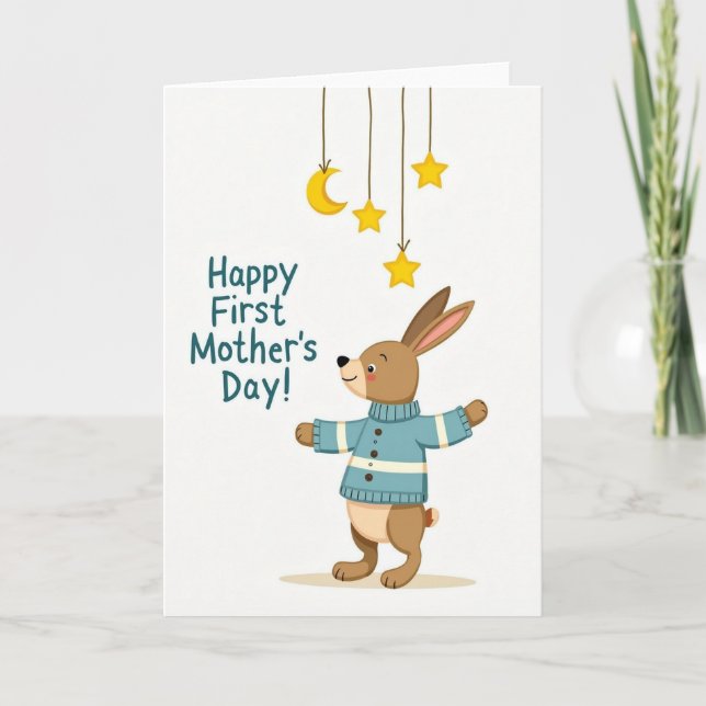 Striped Sweater First Mothers Day Card (Front)