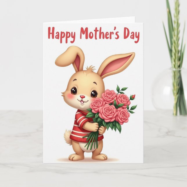 Striped Sweater Rabbit Card (Front)