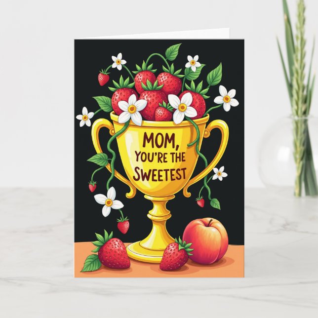 Striped Sweetest Mom Award Card (Front)