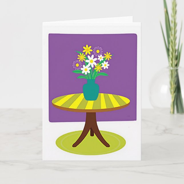 Striped Table Floral Card (Front)