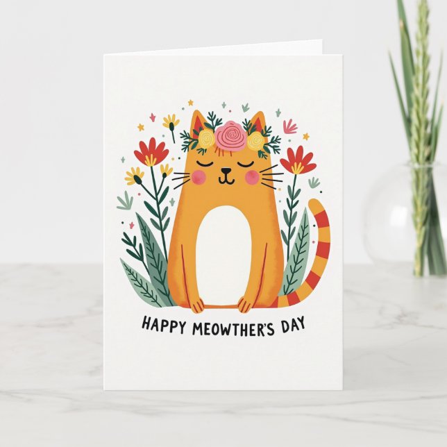 Striped Tail Cat Celebration Card (Front)