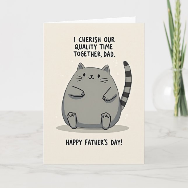 Striped Tail Cat Fathers Day Card (Front)
