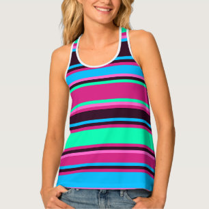 Striped Tank Top - Magenta , Aqua, & Blue