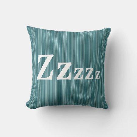 Striped Teal Zzzzz Throw Pillow