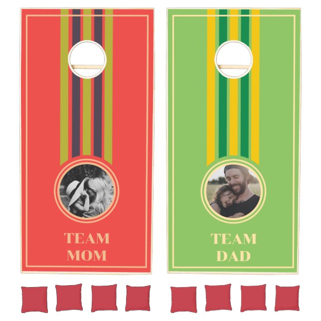 Striped Team Mom and Team Dad  Cornhole Set (Set)