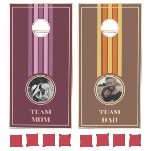 Striped Team Mom and Team Dad Cornhole Set