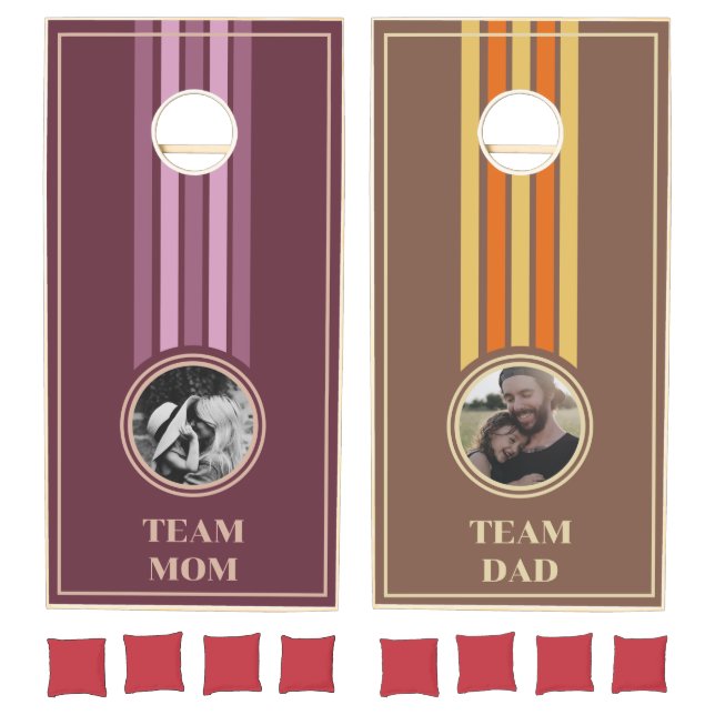 Striped Team Mom and Team Dad  Cornhole Set (Set)