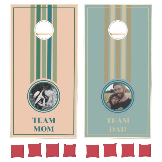 Striped Team Mom and Team Dad  Cornhole Set (Set)