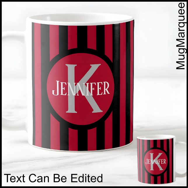Striped Template Red C81 Long Name Initial  Coffee Coffee Mug (Creator Uploaded)