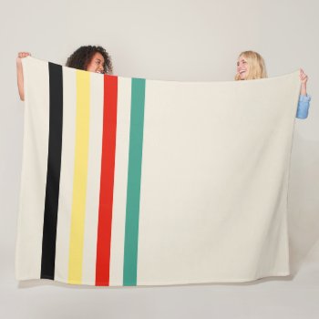 Striped Throw Off White Green Red Black Yellow Fleece Blanket by HydrangeaBlue at Zazzle