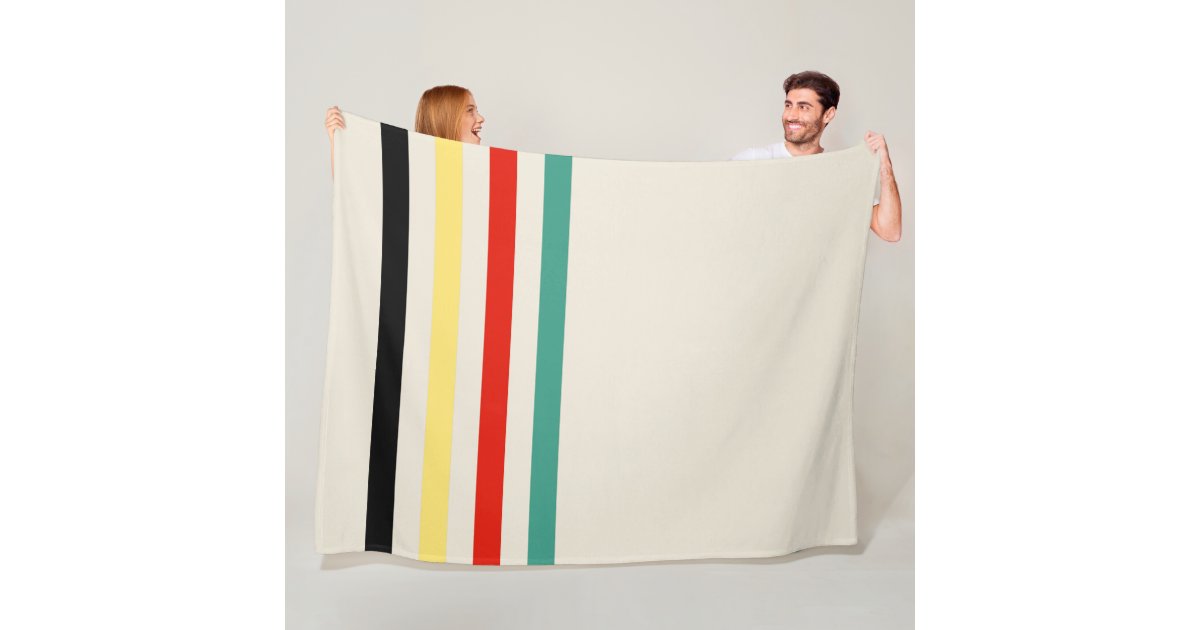 Striped Throw Off White Green Red Black Yellow Fleece Blanket Zazzle