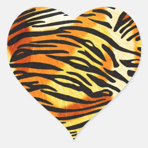 Striped Tiger Fur Animal Print Pattern Heart Sticker