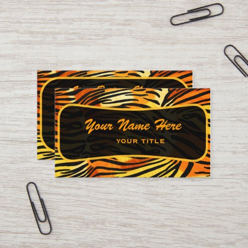 Striped Tiger Fur Print Pattern Business Card