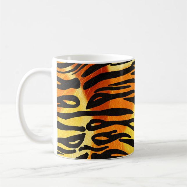 Striped Tiger Fur Print Pattern Coffee Mug (Left)
