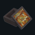 Striped Tiger Fur Print Pattern Jewelry Box<br><div class="desc">This trendy gift box features a striped tiger print pattern with black animal stripes on a very bright orange, yellow and cream fur background. Bring out the wild cat in you with this cool feline design. It's the perfect bold, original look for animal lovers. Check our shop for matching items....</div>
