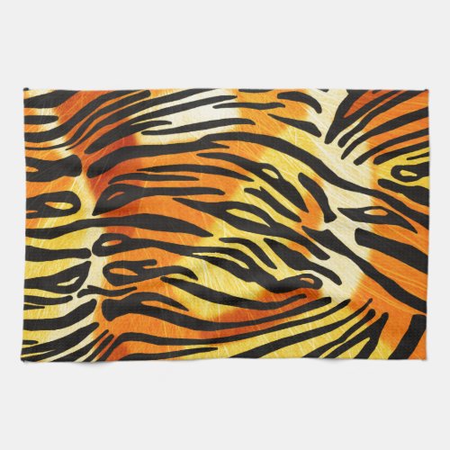 Striped Tiger Fur Print Pattern Kitchen Towel