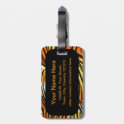 Striped Tiger Fur Print Pattern Luggage Tag