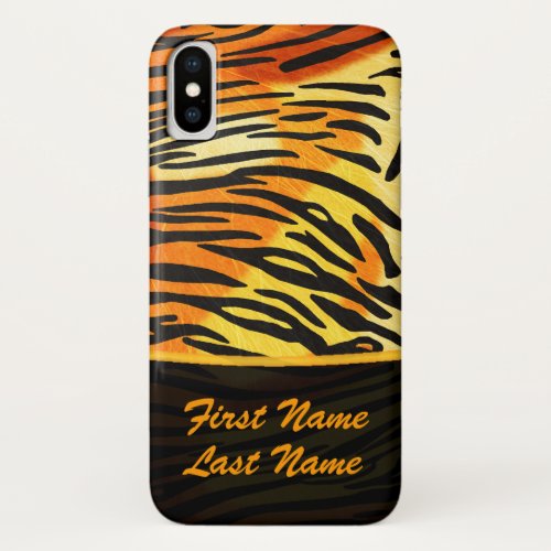 Striped Tiger Fur Print Pattern Personalized iPhone X Case
