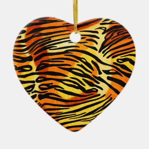Striped Tiger Fur Print Pattern Personalized Ceramic Ornament