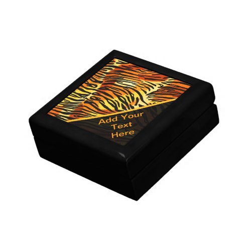 Striped Tiger Fur Print Pattern Personalized Keepsake Box