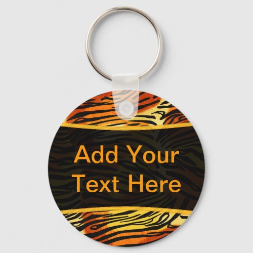 Striped Tiger Fur Print Pattern Personalized Keychain