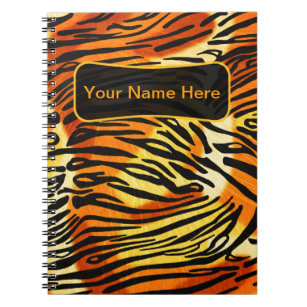 Striped Tiger Fur Print Pattern Personalized Notebook