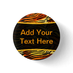 Striped Tiger Fur Print Pattern Personalized Pinback Button
